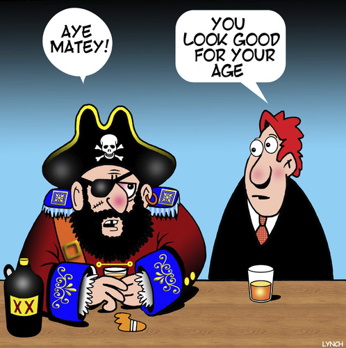 Cartoon: Old Pirate (medium) by toons tagged pirates,ageing,pensioner,aye,matey,pirates,ageing,pensioner,aye,matey