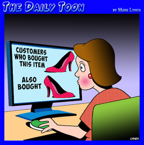 Cartoon: Online shopping (medium) by toons tagged customers,who,bought,this,online,shopper,retail,ladies,shoes,customers,who,bought,this,online,shopper,retail,ladies,shoes