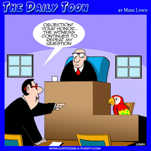 Cartoon: Parroting (medium) by toons tagged parrots,lawyers,courtroom,trials,parrots,lawyers,courtroom,trials