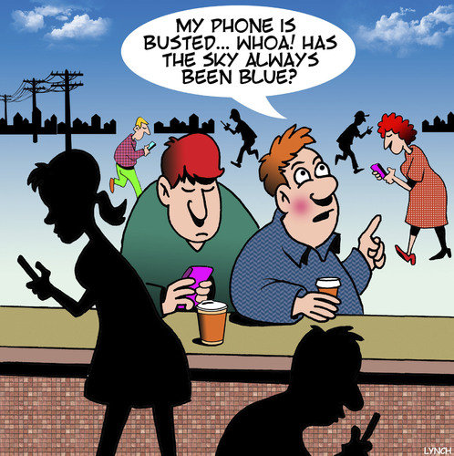 cartoons about cell phone addiction