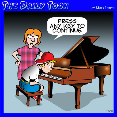 Cartoon: Piano lessons (medium) by toons tagged piano,teacher,lessons,computer,keyboard,press,any,key,sheet,music,piano,teacher,lessons,computer,keyboard,press,any,key,sheet,music