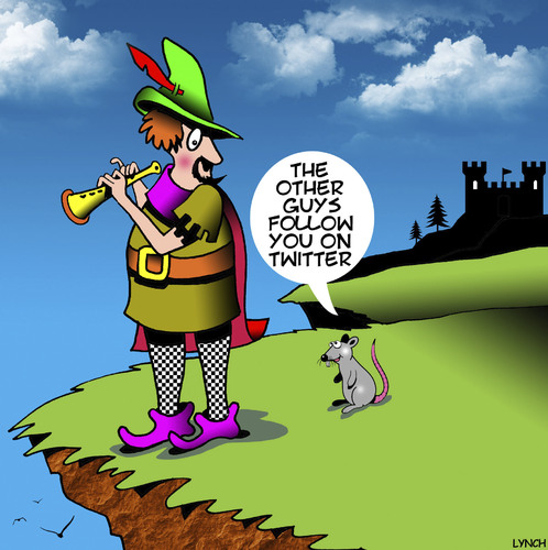 Cartoon: Pied Piper (medium) by toons tagged twitter,followers,pied,piper,fairy,tales,rats,tweeting,twitter,followers,pied,piper,fairy,tales,rats,tweeting