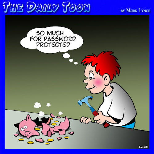 Cartoon: Piggy bank (medium) by toons tagged password,protection,online,passwords,usernames,piggy,bank,kids,saving,password,protection,online,passwords,usernames,piggy,bank,kids,saving