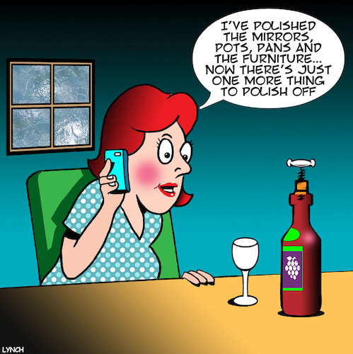 Cartoon: Polishing (medium) by toons tagged housework,polishing,wine,housewife,cleaning,housework,polishing,wine,housewife,cleaning