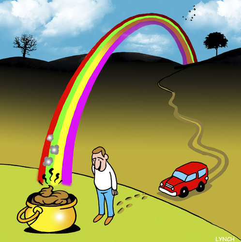 Cartoon: pot of gold (medium) by toons tagged rainbows,pot,gold