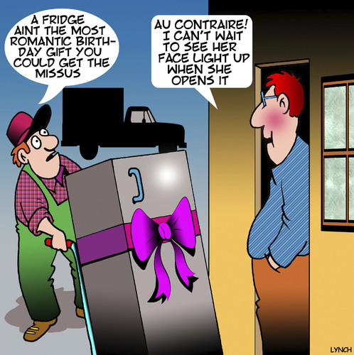 Cartoon: Romantic gift (medium) by toons tagged gifts,birthday,man,delivery,fridge,birthdays,birthdays,fridge,delivery,man,birthday,gifts