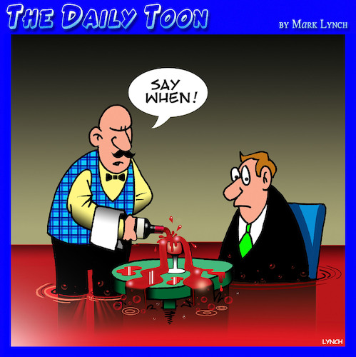 Cartoon: Say when (medium) by toons tagged wine,pouring,waiter,overflow,wine,pouring,waiter,overflow
