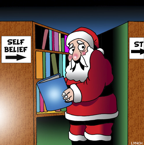 Cartoon: self belief (medium) by toons tagged santa,library,christmas,self,belief