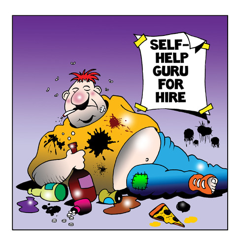Cartoon: self help guru (medium) by toons tagged self,help,groups,guru,personal,trainer,fitness,tramps,gyms,obesity,fat