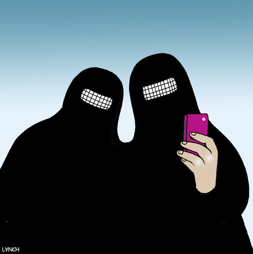 Cartoon: Selfie (medium) by toons tagged burqa,burka,selfie,photograph,smart,phone,islam,burqa,burka,selfie,photograph,smart,phone,islam