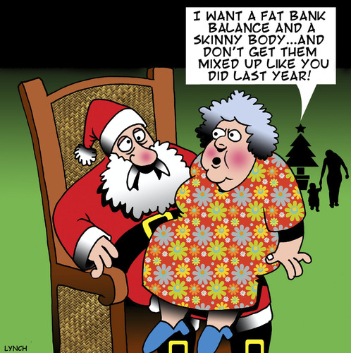 Cartoon: Skinny (medium) by toons tagged christmas,obesity,skinny,santa,clause,gifts,money,bank,balance,christmas,obesity,skinny,santa,clause,gifts,money,bank,balance
