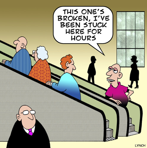 Cartoon: stuck here (medium) by toons tagged escalalators,lifts,broken,machinery