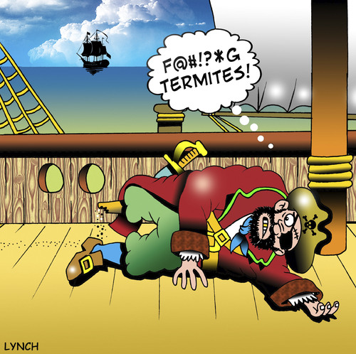 Cartoon: termites (medium) by toons tagged pirates,termites,of,the,carribean,wood,timber,armada,ships,white,ants,wooden,leg,schooner