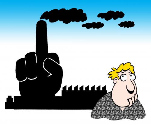 Cartoon: the finger (medium) by toons tagged environment,ecology,greenhouse,gases,pollution,earth,day