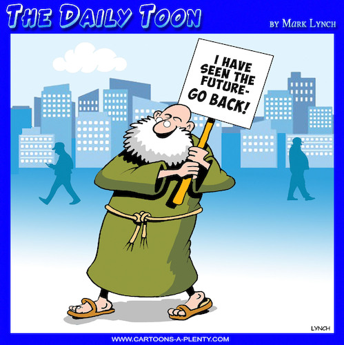 Cartoon: The future (medium) by toons tagged doomsayer,guru,turn,back,doomsayer,guru,turn,back