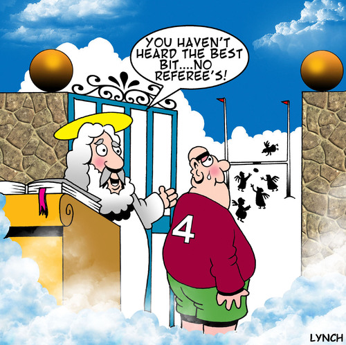 Cartoon: the game they play in heaven (medium) by toons tagged rugby,football,heaven,god