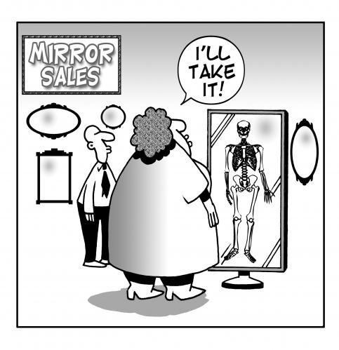 Cartoon: the magic mirror (medium) by toons tagged obesity,food,fat,mirrors