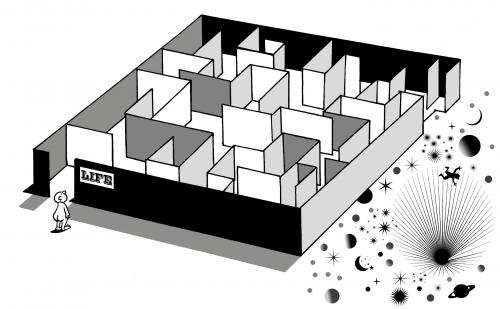 Cartoon: The Maze (medium) by toons tagged meaning,of,eternity,space,babies,god,evolution