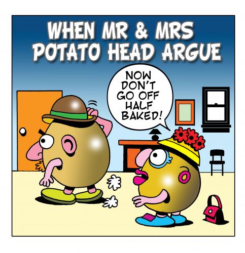 Cartoon: the potato heads (medium) by toons tagged potato,heads,arguements,relationships,marriage,dispute,potatos,half,baked,ideas,french,fries,chips