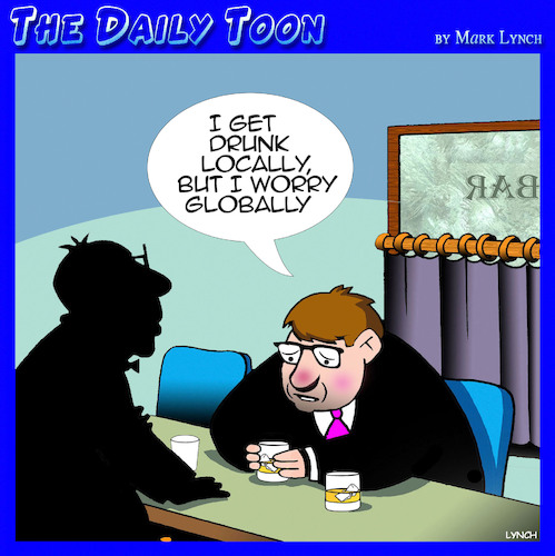 Cartoon: Think globally (medium) by toons tagged drunk,anxiety,drunk,anxiety