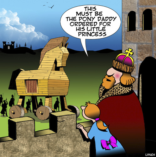 Cartoon: Trojan horse (medium) by toons tagged trojan,horse,pony,princess,greeks,horses,royalty,trojan,horse,pony,princess,greeks,horses,royalty