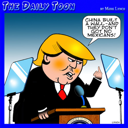Cartoon: Trumps logic (medium) by toons tagged donald,trump,mexican,wall,logic,common,sense,great,of,china,mexicans,donald,trump,mexican,wall,logic,common,sense,great,of,china,mexicans