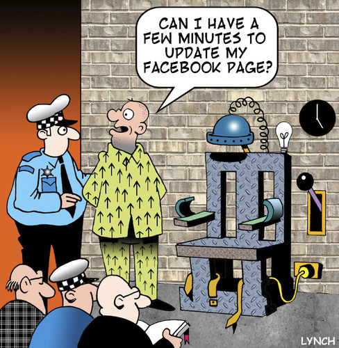 Cartoon: update my Facebook page (medium) by toons tagged update,chair,electric,facebook,punishment,capital,profile,my