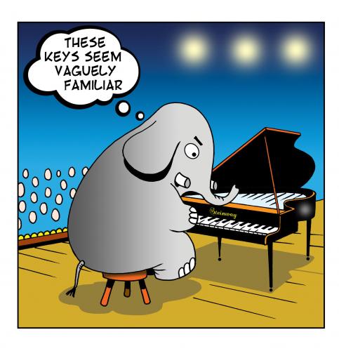 Cartoon: vaguely familiar (medium) by toons tagged elephants,music,piano,recitals,theartre,animals,ivory