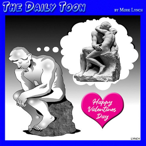 Cartoon: Valentines Day (medium) by toons tagged the,thinker,kiss,sculptures,art,the,thinker,kiss,sculptures,art