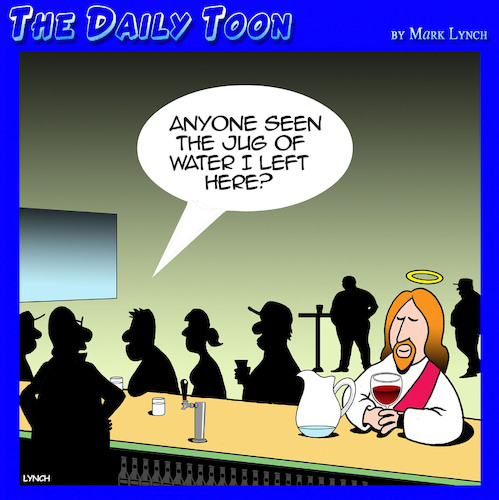 Cartoon: Water into wine (medium) by toons tagged miracles,wine,miracles,wine