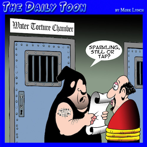 Cartoon: Water torture (medium) by toons tagged waterboarding,torture,chamber,medieval,torturer,sparkling,or,still,waterboarding,torture,chamber,medieval,torturer,sparkling,or,still