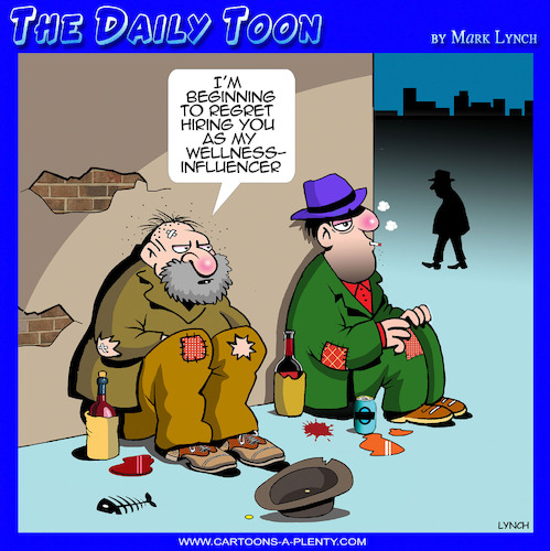 Cartoon: Wellness influencer (medium) by toons tagged influencers,wellness,tramps,begging,influencers,wellness,tramps,begging