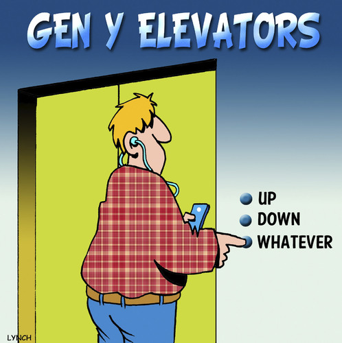 Cartoon: Whatever (medium) by toons tagged gen,elevators,ipod