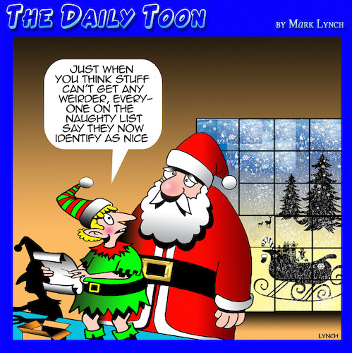 Cartoon: WOKE Christmas (medium) by toons tagged christmas,woke,santa,naughty,list,nice,north,pole,santas,helpers,christmas,woke,santa,naughty,list,nice,north,pole,santas,helpers