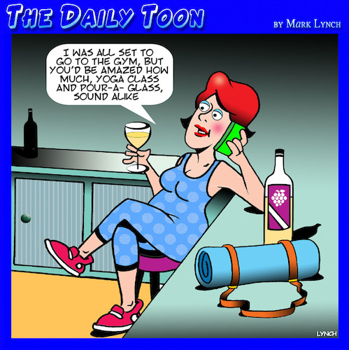 Cartoon: Yoga (medium) by toons tagged yoga,class,wine,mat,gym,workout,yoga,class,wine,mat,gym,workout