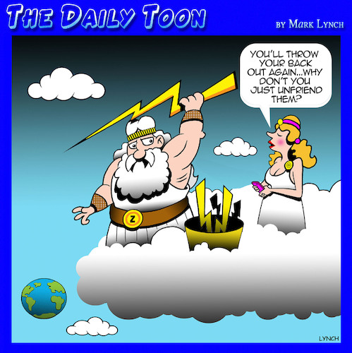 Cartoon: Zeus (medium) by toons tagged unfriending,bad,back,zeus,greek,gods,unfriending,bad,back,zeus,greek,gods
