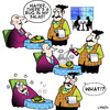 Cartoon: a bug (small) by toons tagged insecticide,salad,fly,spray,flies,mosquito,waiter,waitress,restaurant,food,service,chef,cooking,entree,main,course,poisoning