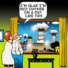 Cartoon: A day like this (small) by toons tagged nuclear,arms,bombing,weather,atomic,weapons,war,suburbia,marriage,attack