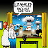 Cartoon: A day like this (small) by toons tagged nuclear,arms,bombing,weather,atomic,weapons,war,suburbia,marriage,attack