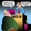 Cartoon: Airline check in (small) by toons tagged obesity,too,fat,overweight,airline,travel,budget,check,in,counter,two,seats,together