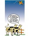 Cartoon: cow over the moon (small) by toons tagged methane,gas,cow,jumped,over,the,moon,fairy,tales,environment,ecology,greenhouse,gases,pollution,earth,day