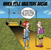Cartoon: fighting pole vaulters (small) by toons tagged pole,vaulting,olympics,athletics,high,jump,sport,relationships,love,divorce