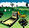 Cartoon: Harry Houdini (small) by toons tagged houdini,death,escapism,funeral,cemetary,afterlife,heaven,circus