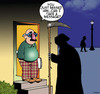 Cartoon: Just missed him (small) by toons tagged disguise,angel,of,death,comes,calling,take,message