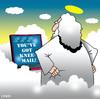 Cartoon: knee mail (small) by toons tagged email laptops computers god heaven prayer praying