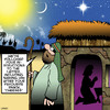 Cartoon: Lost in translation (small) by toons tagged christmas,xmas,nativity,three,wise,men,cheese,snacks,food,bethleham,birth,of,jesus,joseph,and,mary