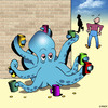 Cartoon: Multi tasking (small) by toons tagged octopus,begging,cash,broke