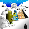 Cartoon: new around here (small) by toons tagged pyramid egypt pharoh eskimo penguin igloo arctic immigration strangers polar bears seals housing