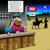 Cartoon: No room at the Inn (small) by toons tagged bethlehem,nativity,scene,christmas,birth,of,jesus,inn,xmas,mary,and,joseph,immaculate,conception,trip,advisor