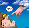 Cartoon: OMG (small) by toons tagged omg oh my god mobile phones gen creation heaven religion